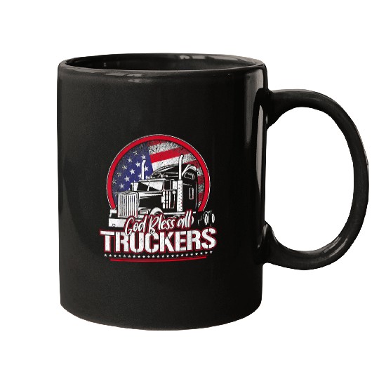 Christian Trucker Truck Driver Faith vintages God Bless All Truckers Christ Mugs