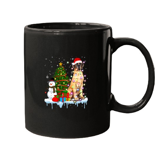 Dog Great Dane Lover Santa Christmas Light Snowman Christmas Mugs