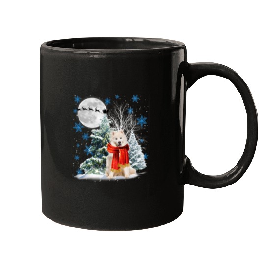 Dog Samoyed Under Moonlight Snow Christmas Pajama 48 Mugs