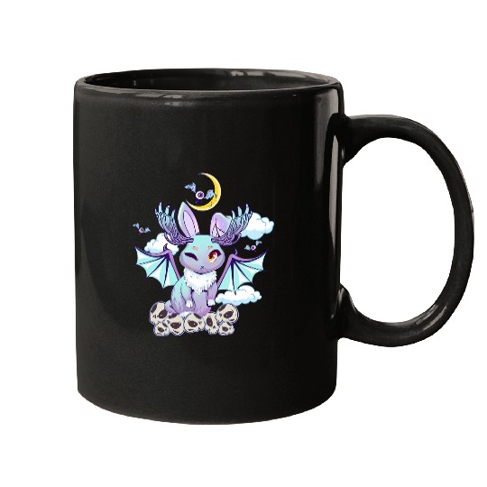 Rabbits Pastel Goth Rabbit Bat Wings Kawaii Anime Mint Green Creepy Mugs