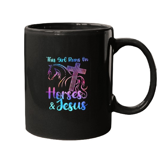 Christian This Girl Runs on Horses Jesus Christian Equestrian Rider 23 Christ Mugs