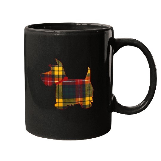 Dog Scottish Terrier Buchanan Scottie Dog Scottish Terrier Scotty Tartan Plaid Mugs