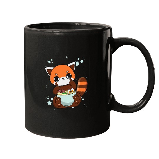 Funny Bear Cute Red Panda Eating Ramen I Love Ramen Japanese Noodles Cute Bears Mugs