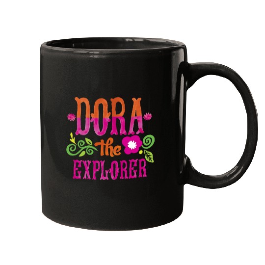 Dora the Explorer Flower Word Art Logo Mugs