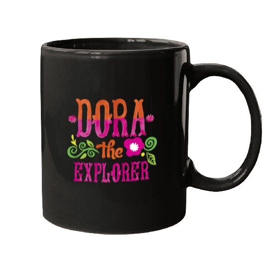 Dora the Explorer Flower Word Art Logo Mugs