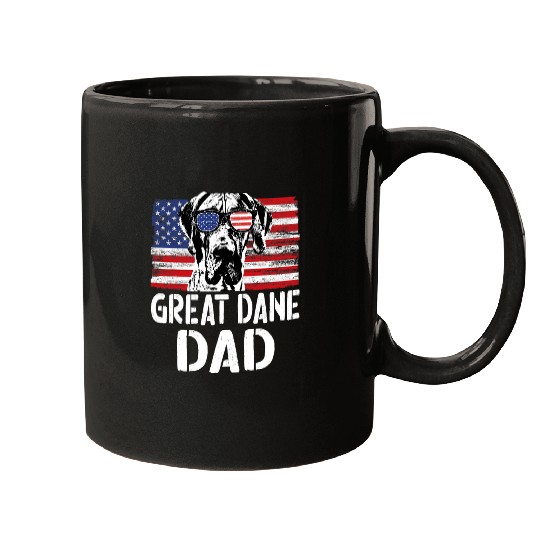 Dog Great Dane Mens Retro American Flag Great Dane Dad Dog Gift For Fathers Day Mugs