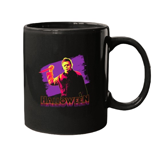 Halloween Michael Myers Neon Portrait Mugs