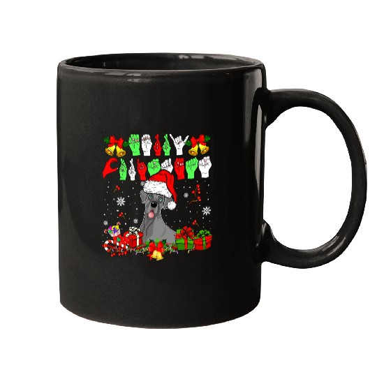 Dog Great Dane Merry Christmas Hands Sign Language Santa Great Dane Lover Mugs