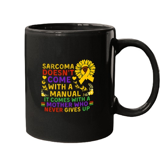 Funny Sarcoma Mother Quote Sunflower with butterflies Mugs