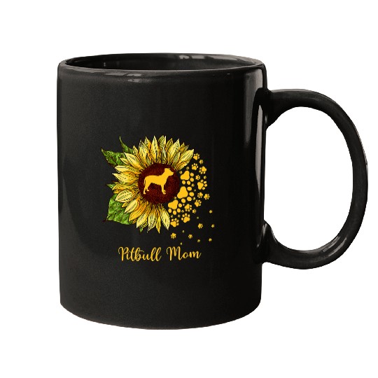 Bully Lover Dog Mom Sunflower Dog 118 Pitbull Dog Mugs