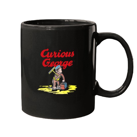 curious george window cleaner portrait logo Mugs