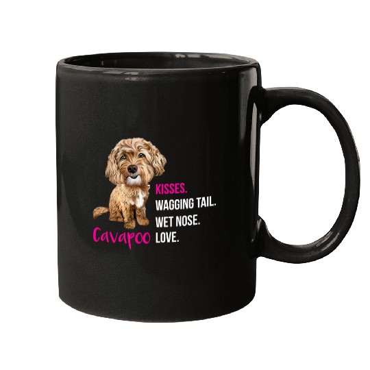 Cavapoo Dog Kisses Wagging Tail Wet Nose Love Puppy 3 Mugs