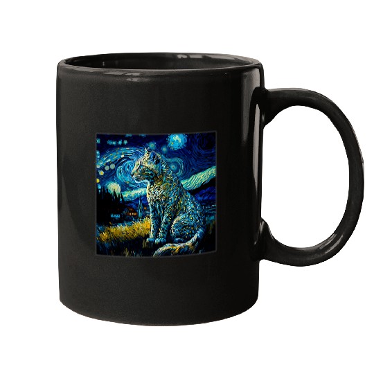 Leopard Gift Surrealism Starry Night Snow Leopard Mugs
