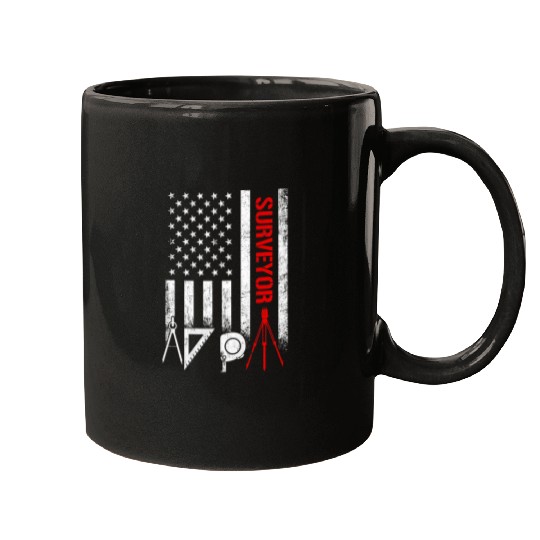 land surveyor American Flag land surveyor Mugs