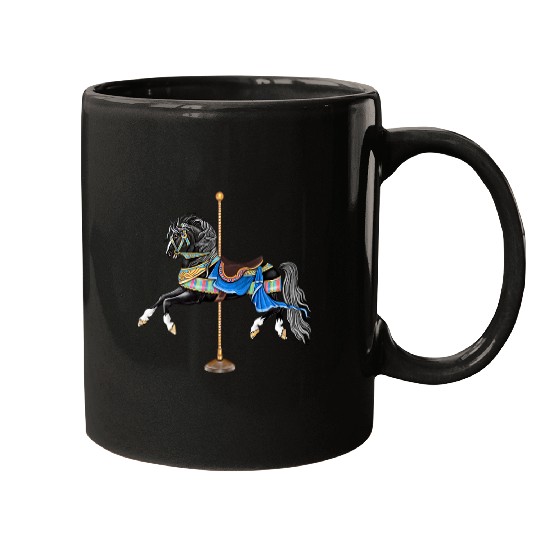 Black Stallion Carousel Horse Mugs