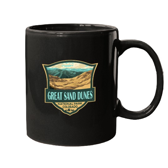 Great Sand Dunes National Park Illustration Retro Badge Mugs