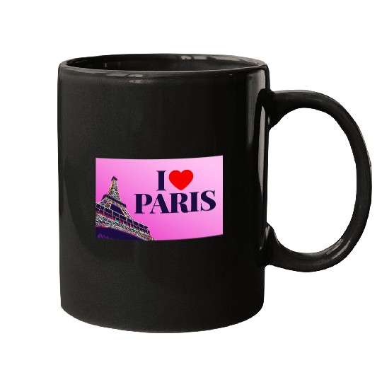 I Love Paris Lovely Paris France Eiffel Tower Illustration Mugs
