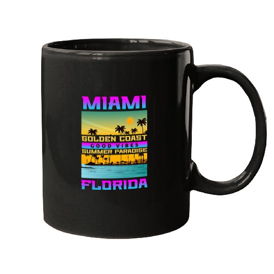 Surf Life Miami Florida Beach Summer Vacation Surfing Travel Mugs