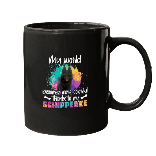 Colorful world Schipperke dog dogs paws dog mom mom 392 Mugs
