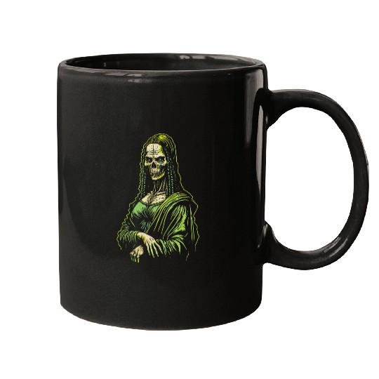 Halloween Art Teacher Zombie Mona Lisa Funny Horror Portrait Mugs