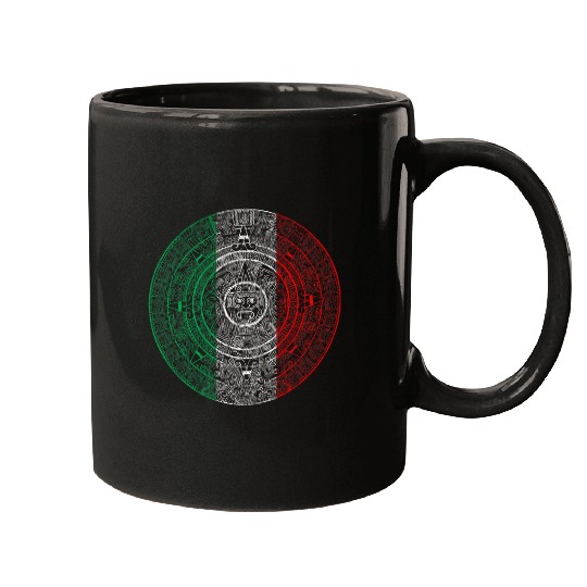 Aztec Mexica Calendar Mexican Flag Art Mugs