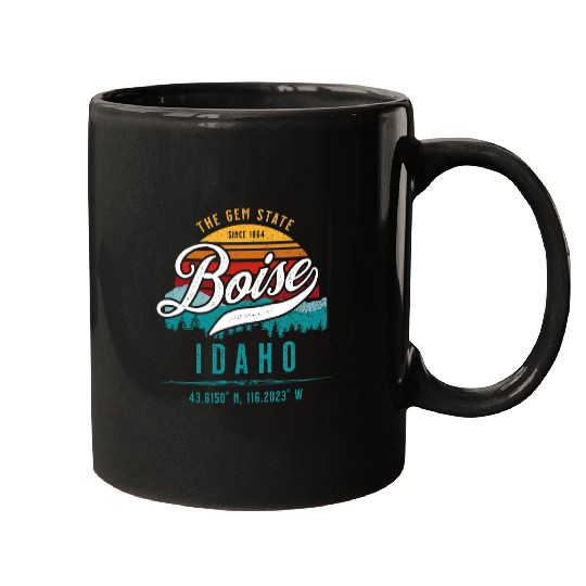 Boise Idaho Retro Sun Novelty Graphic Souvenir Mugs