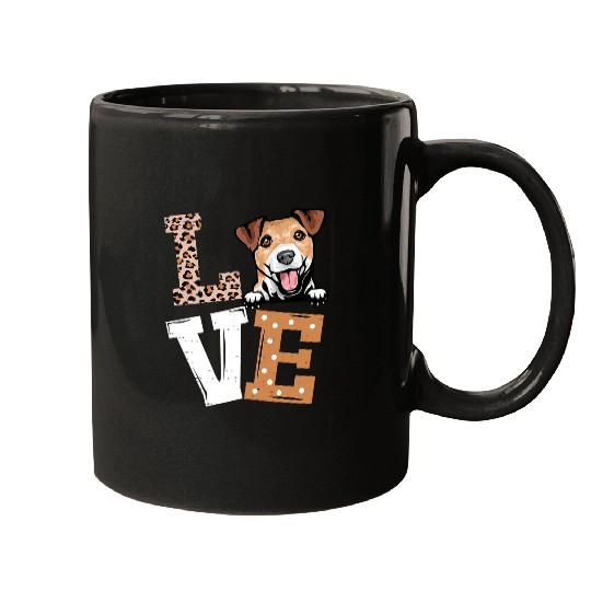 Dog Jack Russell I Love My Jack Russell Terrier Dog Lovers Leopard Print Mugs