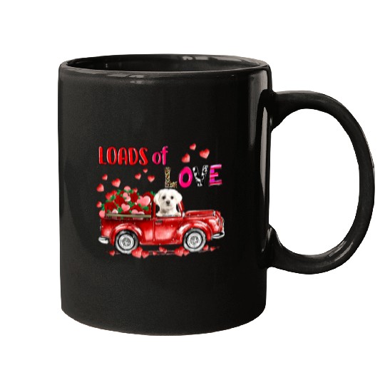 Dog Maltese Cute Maltese Dog Driving Red Truck Happy Valentines Day Mugs