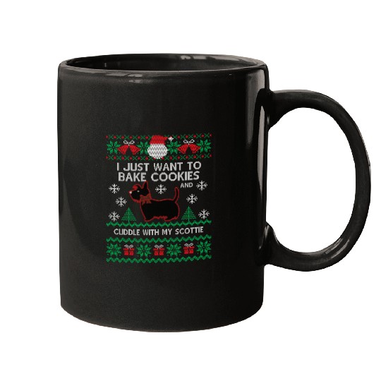 Dog Scottish Terrier Cute Scottish Terrier Ugly Christmas Party Scottie Dog Gifts Long Sleeve Mugs