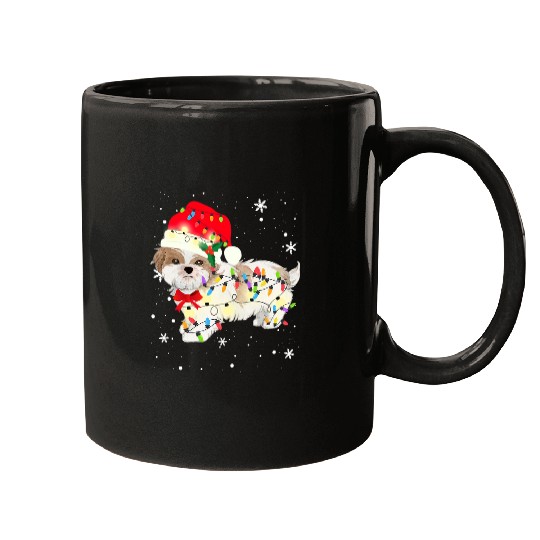 Shih Tzu Dog Christmas Light xmass Mom Dad Gifts Mugs