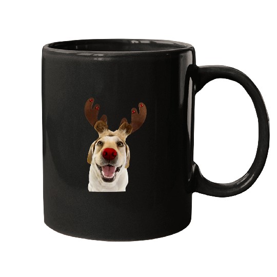 Funny Labrador Lab Dog Yellow Lab Reindeer Antlers Christmas Dog Labrador Mugs