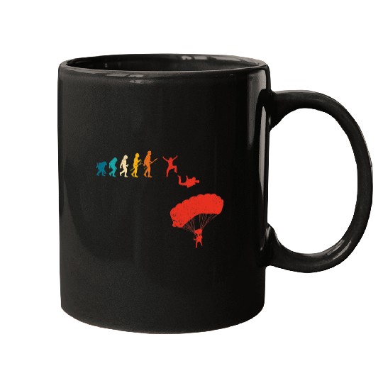 Skydiving Gift Evolution Of Man Skydiver Parachute Plane Skydive Mugs