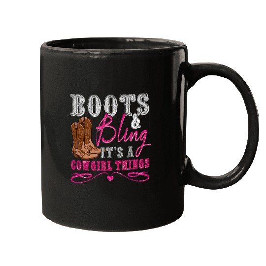 Funny Cowgirls Boots Bling Women Gift Cute Love Country Life 2 Mugs