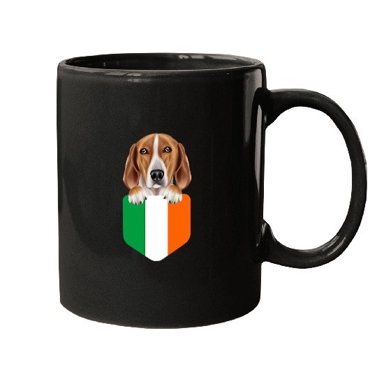 Ireland Flag English Foxhound Dog In Pocket Mugs