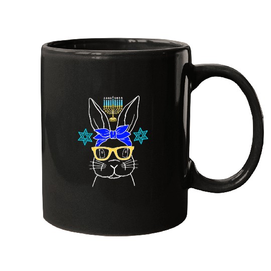Rabbits Bunny Glasses Hanukkah Cute Hipster Rabbit Chanukah Jewish Mugs