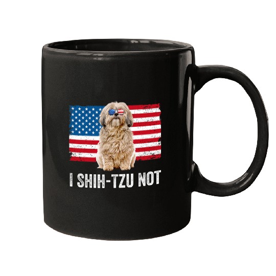 I Shih Tzu Not American Flag Dog Lover Owner Shih Tzu Funny Mugs