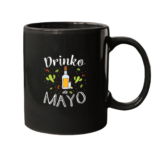 Cinco de Drinko de Mayo Tequila Bottle Illustration Mugs