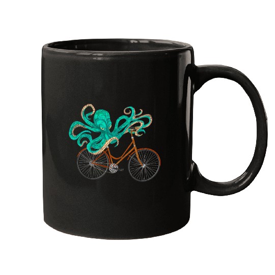 Octopuss Lover Ocean Animal Kraken Bicycle Sea Monster Cycling Octopus Mugs