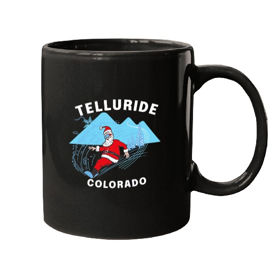 Skiing Ski Telluride Colorado Santa Claus Snowboard Mugs