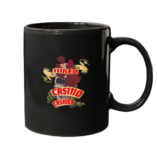 Skeletons Skulls Casino Cashier Inked Skull Red Roses Tattoo Skull Mugs