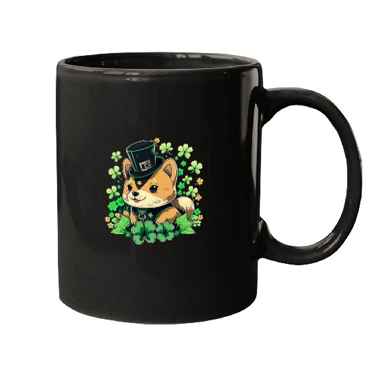 Dog Shiba Inu Irish Shamrock St Patricks Black and tan Shiba Inu 3 Mugs
