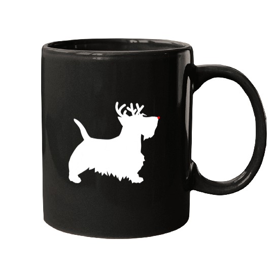 Dog Scottish Terrier Reindeer Christmas Dog Scottie Mugs