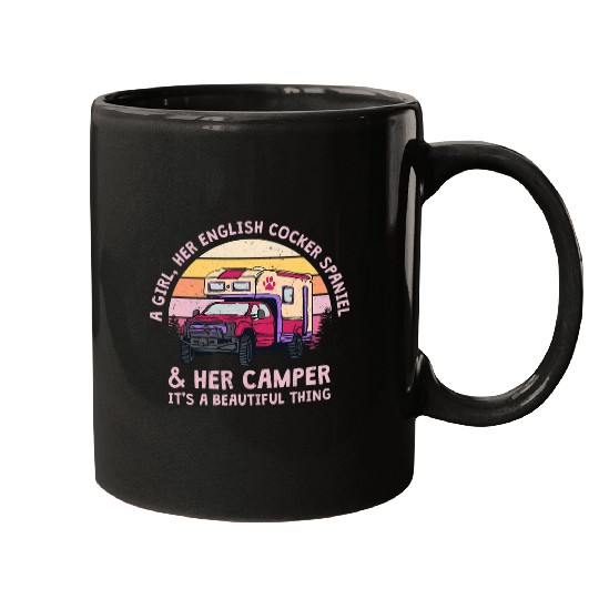 A Girl Her English Cocker Spaniel and Her Camper 21 Mugs