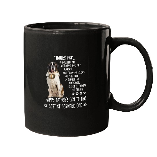 Happy Fathers Day St Bernard Dad dog Lover Mugs