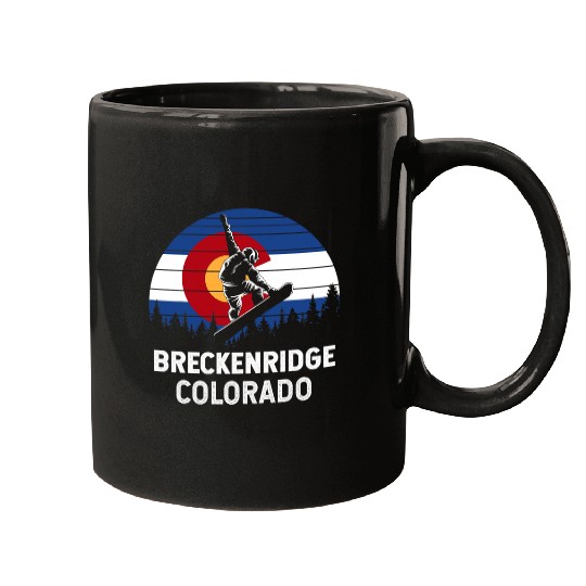 Skiing Ski Breckenridge CO Mountain Town Snowboarding Mugs