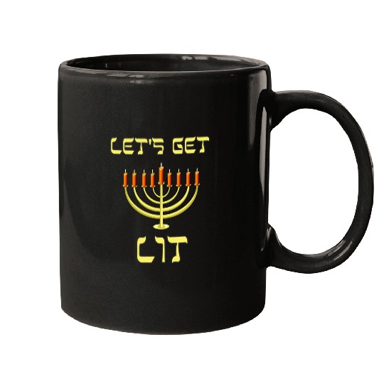 Happy Chanukah Menorah Lets Get Lit Funny Hanukkah Mugs