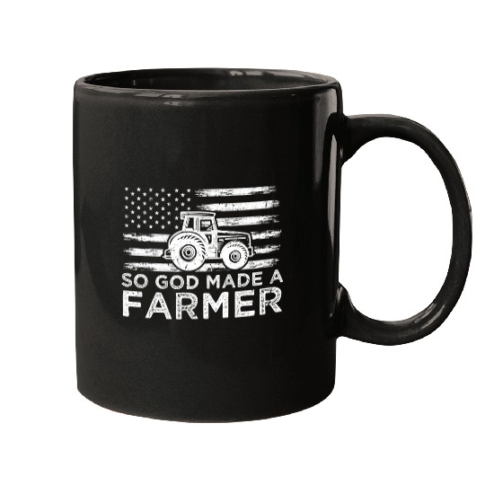 Tractor driving Patriotic American Flag Tractor So God Made A Farmer 2 Mugs