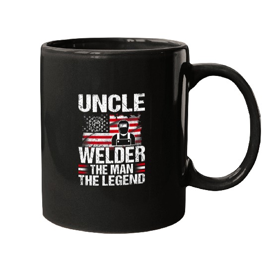Welders Uncle Welder The Man The Legend Retro USA Flag Mugs