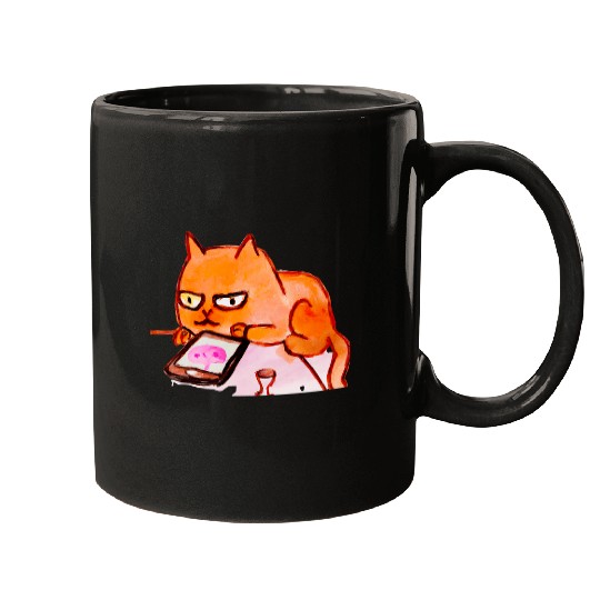 Cat meme cute kitten artwork meow kitty portrait silly cat Mugs
