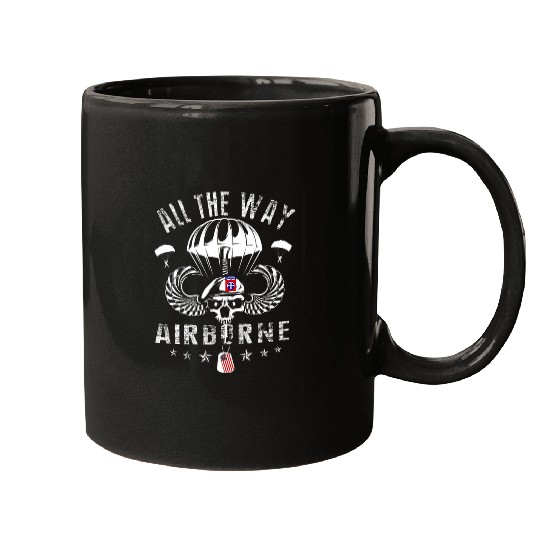 Skeletons Skulls vintages armys 82nd Airborne All The Way Skull Maroon Beret Skull Mugs